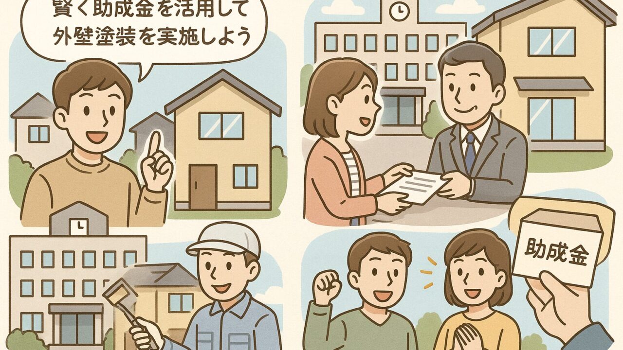 外壁塗装の助成金に関するイラスト
