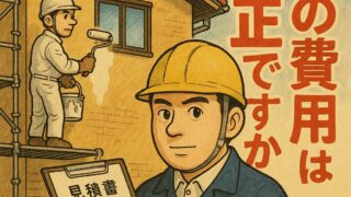 外壁塗装費用を見積もりしているイラスト