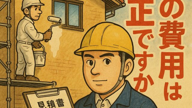 外壁塗装費用を見積もりしているイラスト