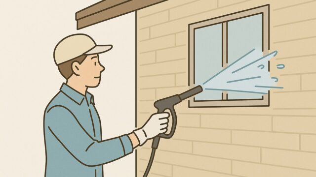 外壁を洗浄しているイラスト