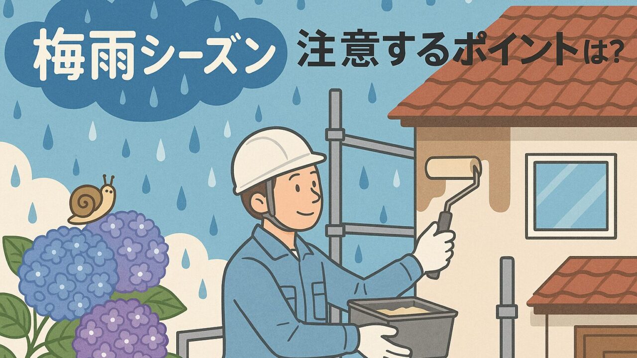 梅雨シーズンの塗装イラスト