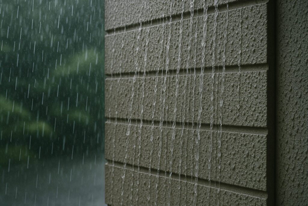 外壁と雨の画像