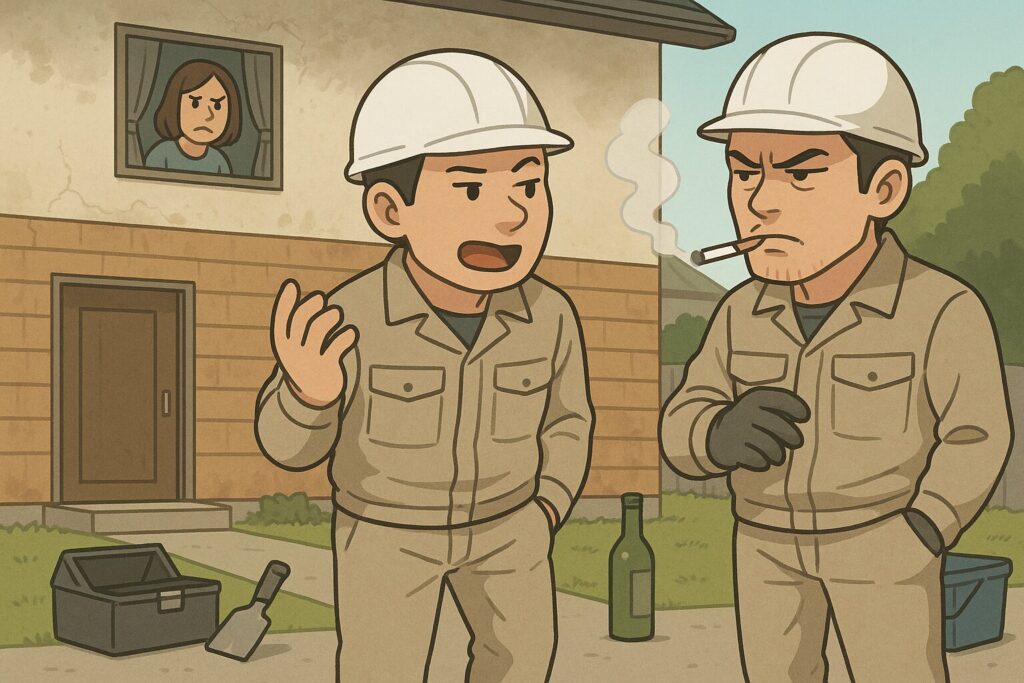 マナーの悪い施行業者のイラスト